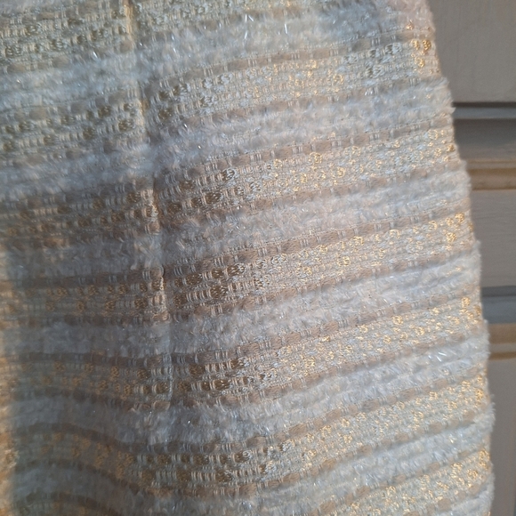 Love 21 Tweedy Skirt SzM Zip Back Vanilla/Creme Color Stripes Zip Pockets - Picture 7 of 8